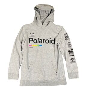 Old Navy Gray Polaroid Camera Graphic Hoodie Kids XL 14 16 Long Sleeve Pullover